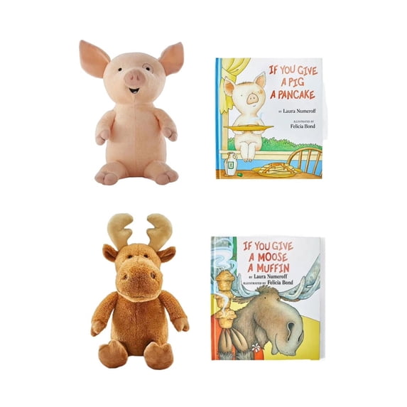 If You Give a Moose a Muffin & Pig a Pancake Plush & Plush Set 4pcs NEW