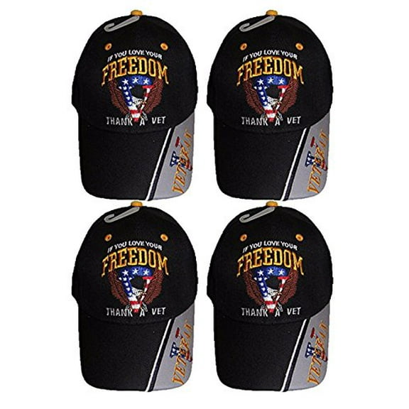 "If You Love Your Freedom Thank A Vet" Embroidered Baseball Hat (4 Pack)