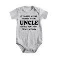 thumbnail image 1 of If You Mess With Me You Mess With My Uncle - Baby Clothes - Funny Newborn Bodysuit Outfits for Boys And Girls Light Gray-style-1 6-9M, 1 of 5