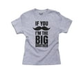 thumbnail image 1 of If You Mustache (Must Ask), I'm The Big Brother - Family Girl's Cotton Youth Grey T-Shirt, 1 of 2