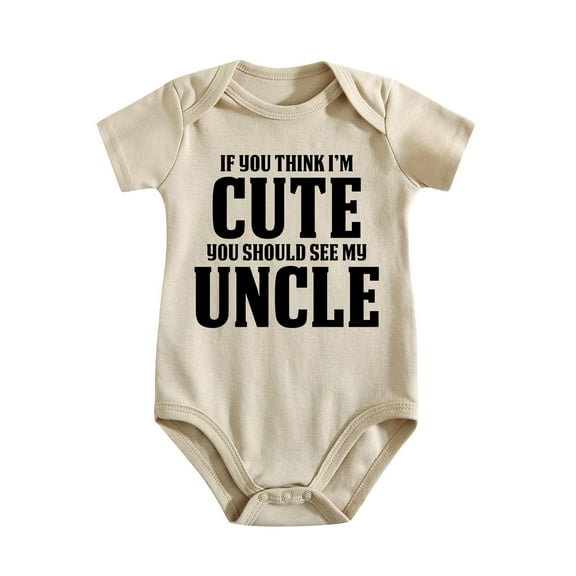 If You Think I'm Cute You Should See My Uncle Baby Bodysuit - Cute Girl Boy Newborn Humor Clothes Light Apricot-style-1 3-6M