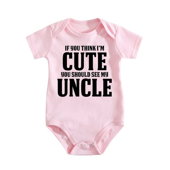 If You Think I'm Cute You Should See My Uncle Baby Bodysuit - Cute Girl Boy Newborn Humor Clothes Medium Pink-style-1 3-6M