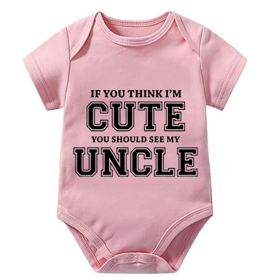 If You Think I'm Cute You Should See My Uncle Romper for Baby Girl Short Sleeve Baby Girls Outfit White 6-9 Month Romper Boy