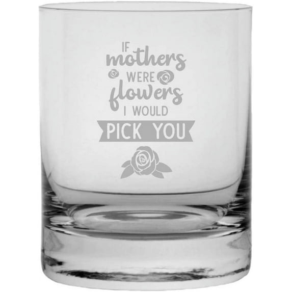 If You Think My Hands Are Full Mother's Day Etched 11oz Crystal Rocks Whisky Glass