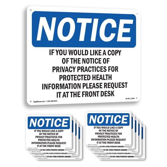 If You Would Like A Copy Of The Notice Of OSHA Notice Aluminum Sign 18 Inch x 12 Inch - 10 Pack