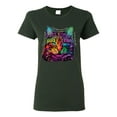 thumbnail image 1 of If You're Nice I Might Let You Live With Me Colorful Cat Animal Lover Womens Graphic T-Shirt, Forest Green, 2XL, 1 of 3