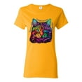 thumbnail image 1 of If You're Nice I Might Let You Live With Me Colorful Cat Animal Lover Womens Graphic T-Shirt, Gold, 2XL, 1 of 3
