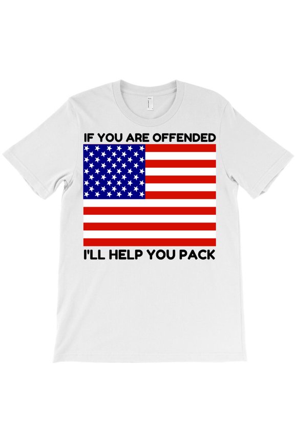 If You're Offended I'll Help You Pack, USA Flag Themed Funny Quote G1108 Unisex T-Shirt, Up to Size 5XL