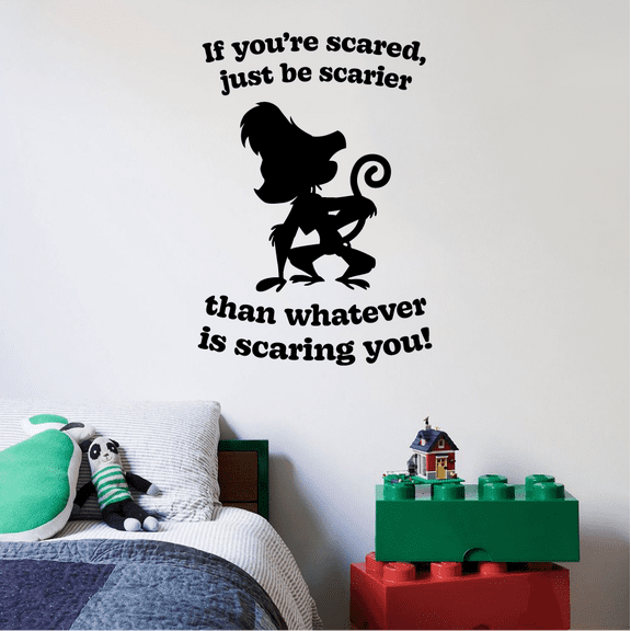 If You're Scared Just Be ScarierThan Whatever Is Scaring You! Aladdin Monkey Abu Silhouette Vinyl Wall Art Sticker Wall Decal Home Kids Room Boys Wall Décoration Design Décor Size (30x22 inch)