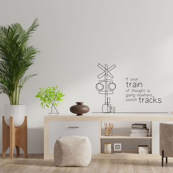 If Your Train Of Thought Is Going Nowhere, Switch Tracks Stoplight Vinyl Wall Sticker Wall Art Wall Decal Décor Home Room Kids Room Boys Girls Room Train Lover Living Room Decoration Size (22x30 inch)