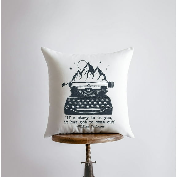 If a story is in you it has got to come out Pillow Cover | Vintage Typewriter | Inspirational Decor | Motivational Quotes | Bedroom Decor