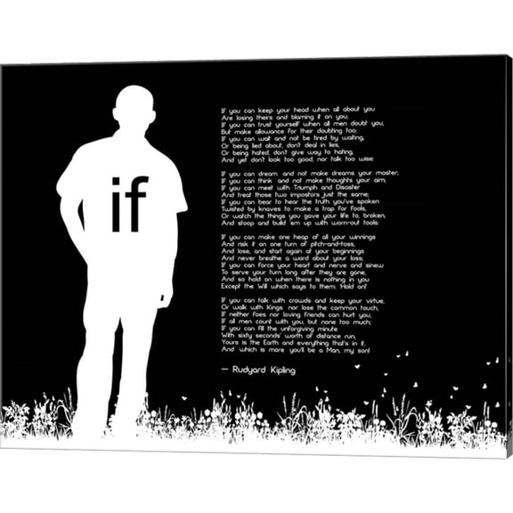 If by Rudyard Kipling - Man Silhouette Black by Quote Master, Canvas Wall Art, 20W x 16H