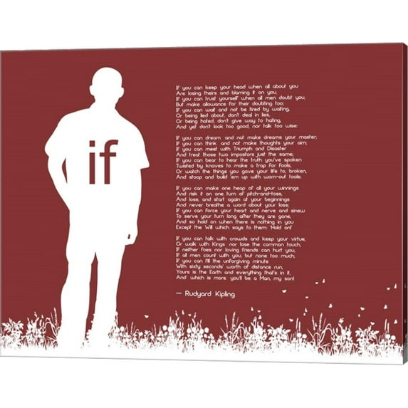 If by Rudyard Kipling - Man Silhouette Red by Quote Master, Canvas Wall Art, 20W x 16H