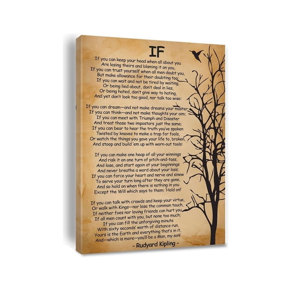 If by Rudyard Kipling Poem Canvas Wall Art Poster Inspirational Quote for Home Office Study Library Decor