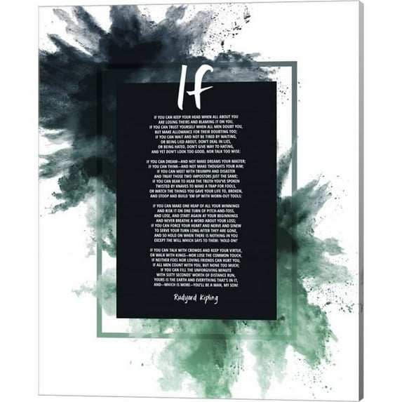 If by Rudyard Kipling - Powder Explosion Green by Quote Master, Canvas Wall Art, 16W x 20H