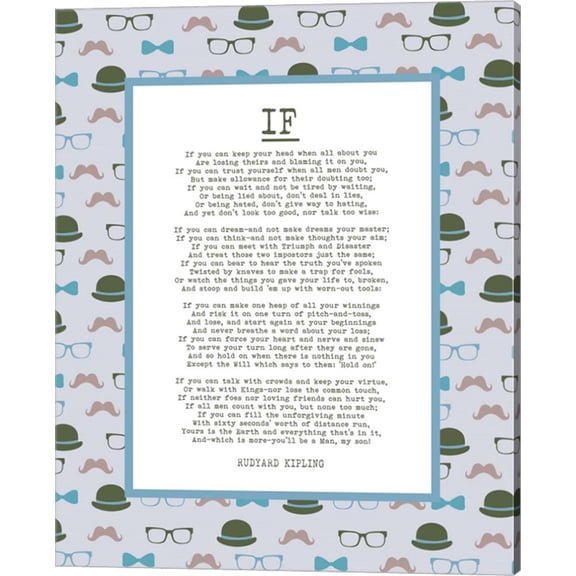 If by Rudyard Kipling - Retro Blue by Quote Master, Canvas Wall Art, 16W x 20H