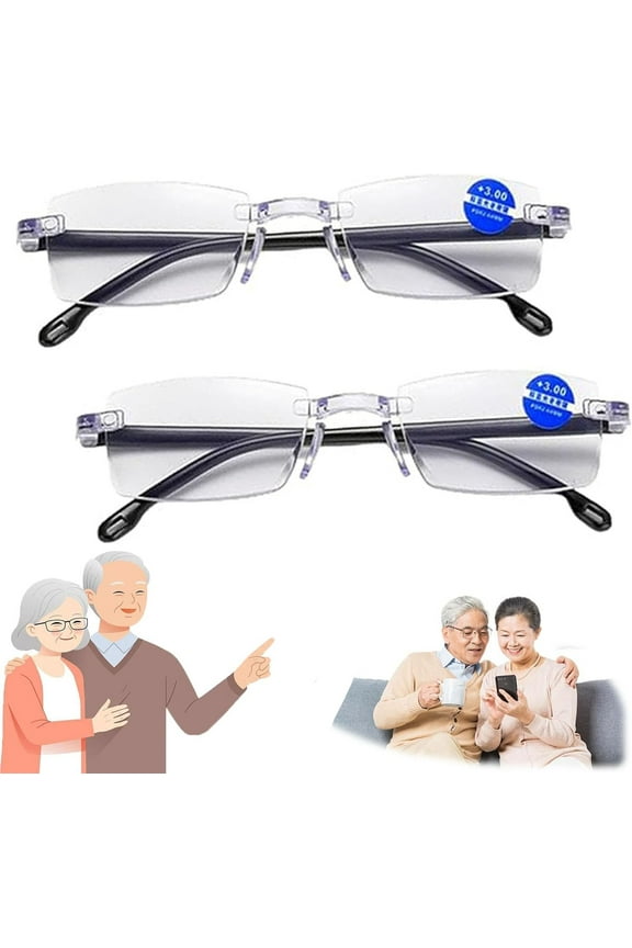 Ifantastics Glasses Near And Far Sight,Intelligent Zoom Rimless Anti-Blue Light Presbyopia Glasses