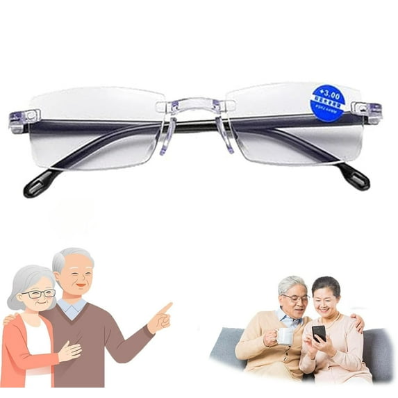 Ifantastics Glasses Near And Far Sight,Intelligent Zoom Rimless Anti-Blue Light Presbyopia Glasses