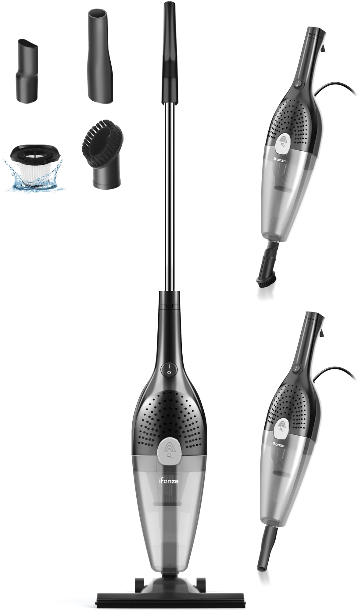 Fichaiy Corded Stick Vacuum Cleaner, Lightweight 3-in-1 Small Vacuums, 600W  Powerful Suction Handheld Vac Electric Brooms for Hardwood Floor Pet Hair