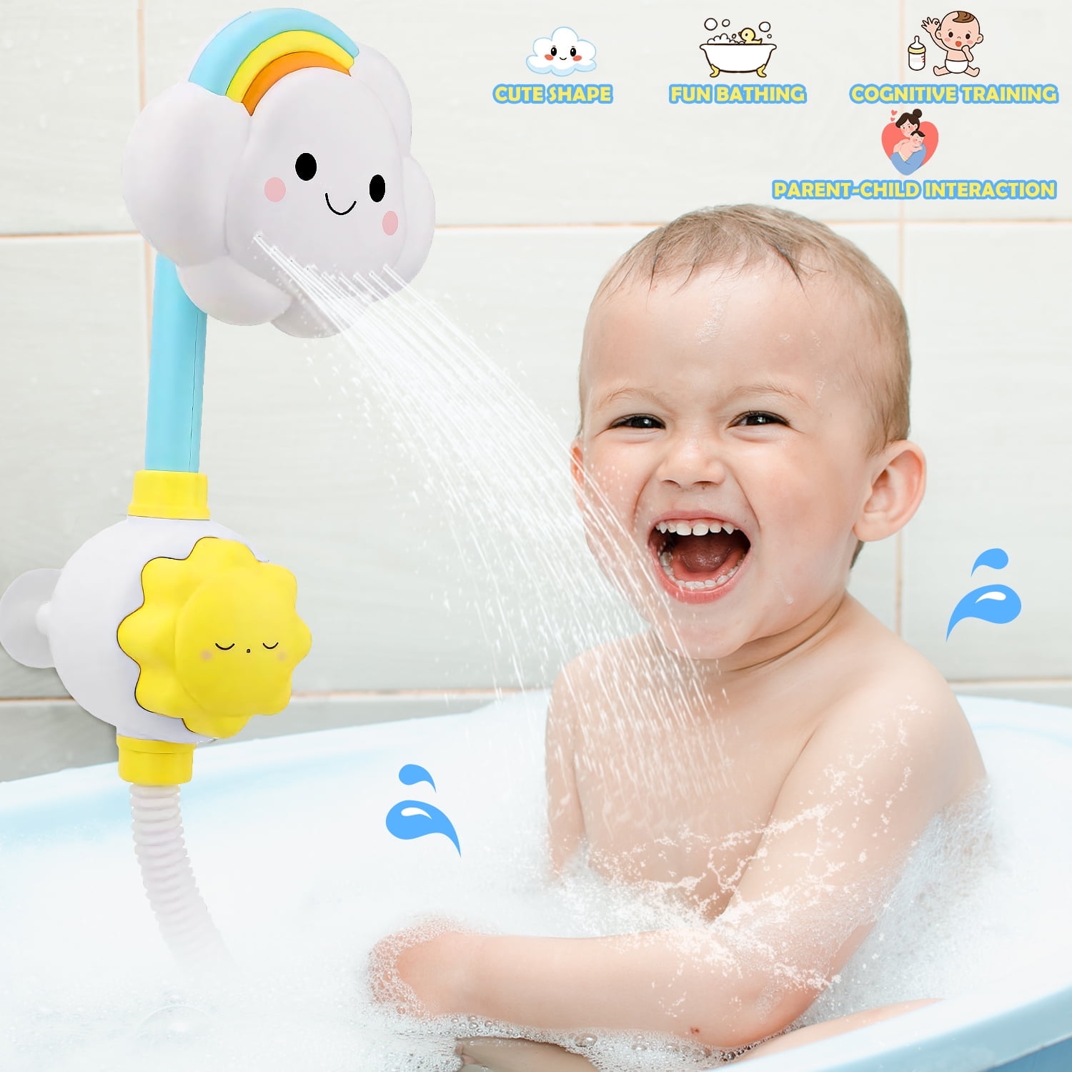 Ifanze Baby Bath Toy, Baby Bathtub Toys with Cloud and Rainbow Shower