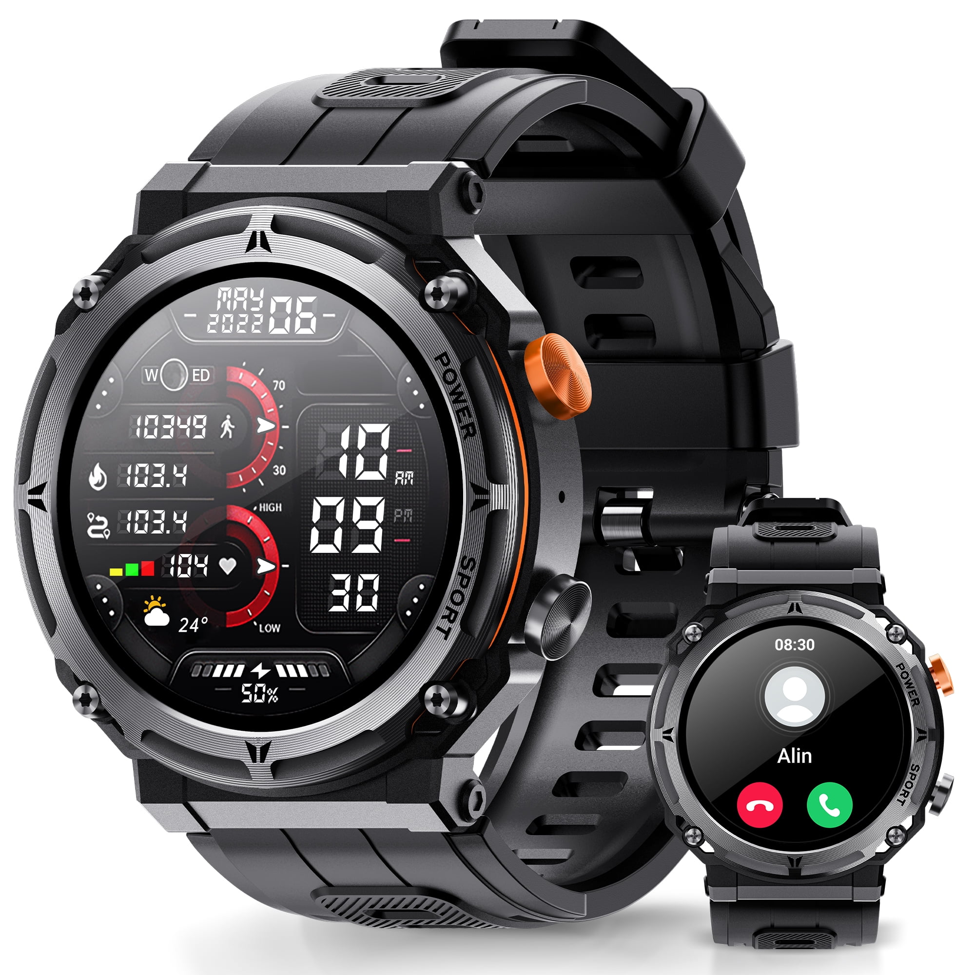 Ifanze Military Smart Watches for Men, C21 Outdoor Smart Watch, Black