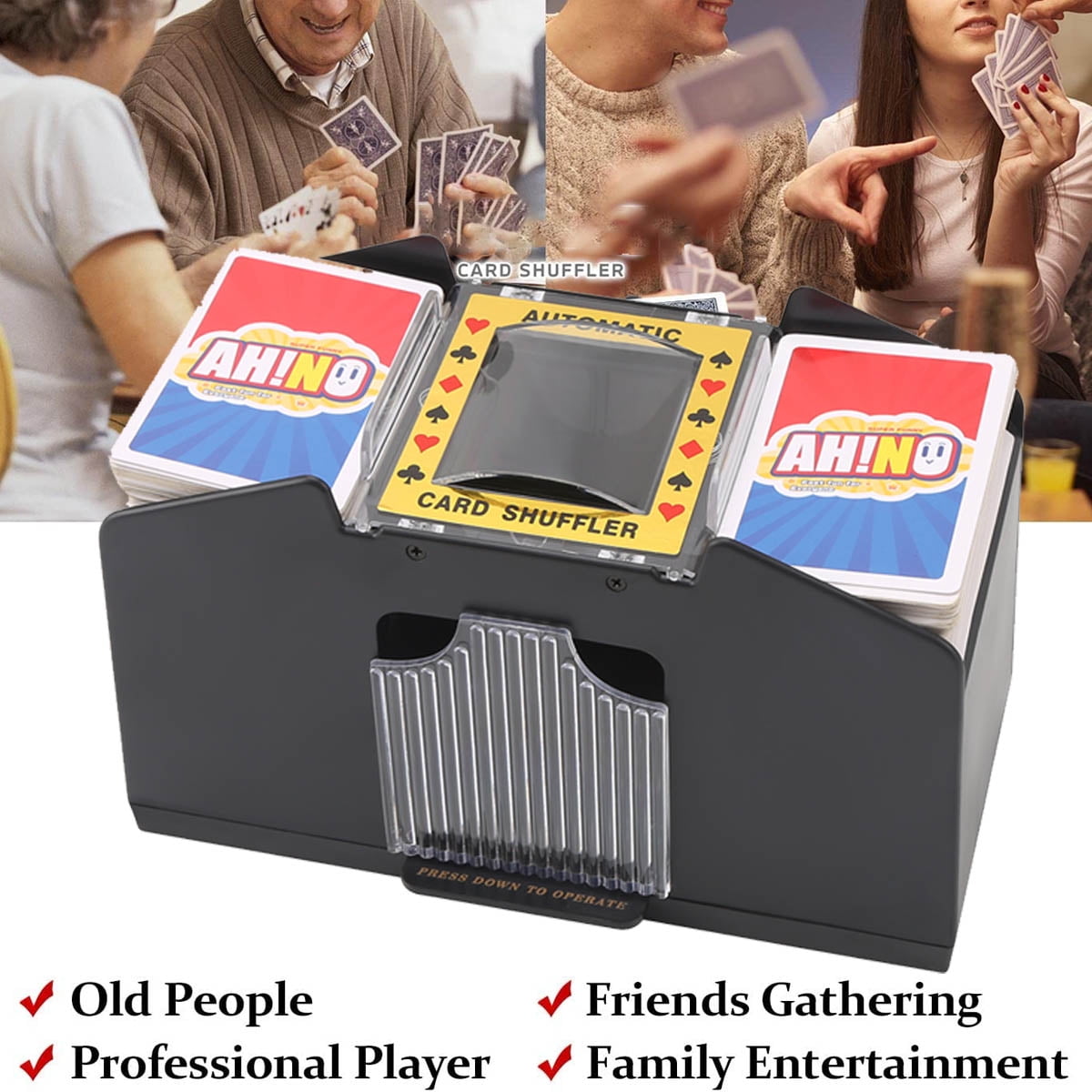 Ifcow 4 Decs Automatic Card Shuffler,Electric Poker Cards Shuffling