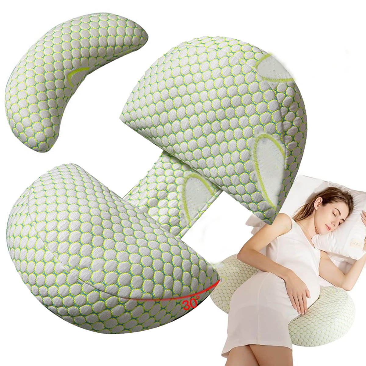 IFCOW Pregnancy Pillow for Side Sleeper, Adjustable Double Wedge Pillow