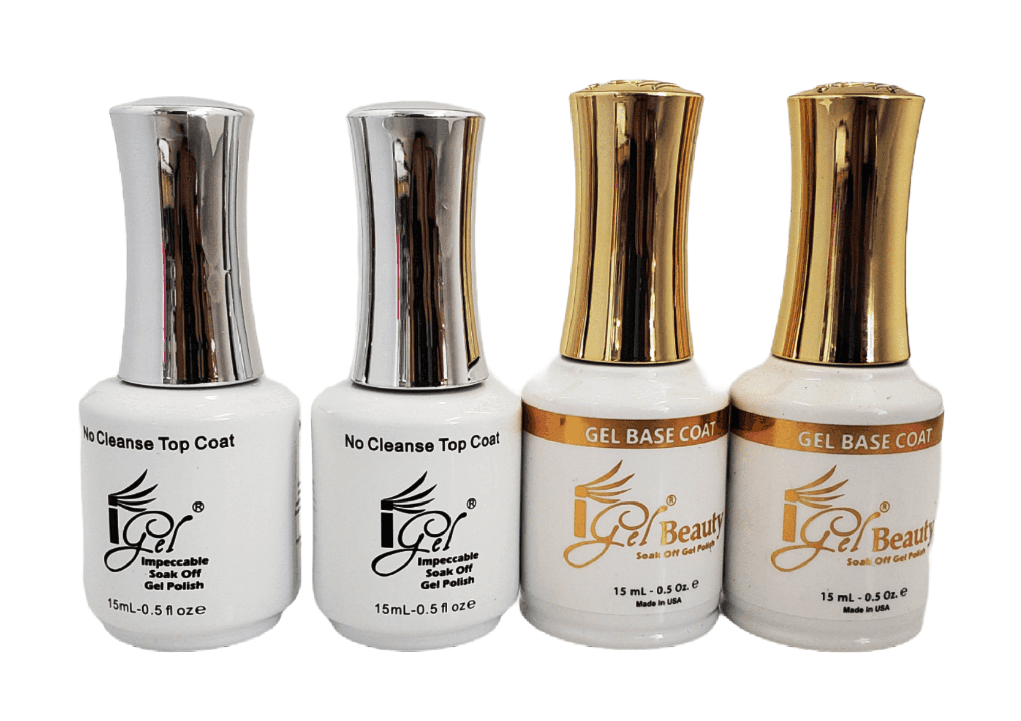 Igel  Soak off Gel - Bundle 2 Base Coat & 2 No-wipe Top coat