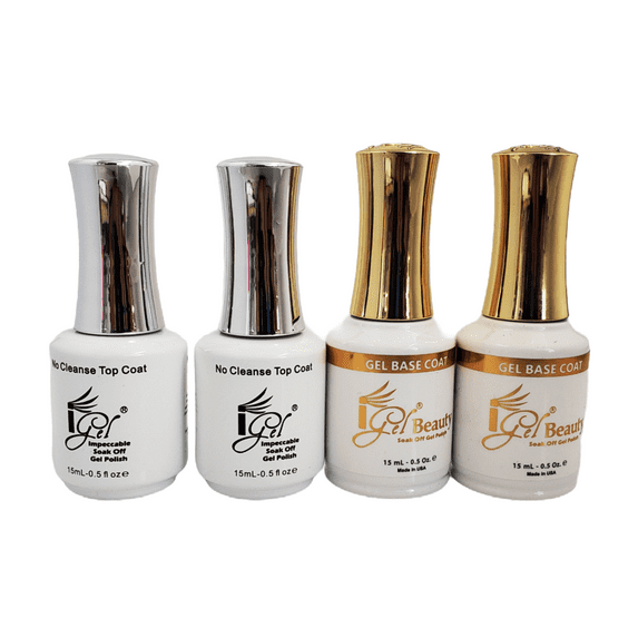 Igel Soak off Gel - Bundle 2 Base Coat & 2 No-wipe Top coat