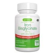 Igennus Clean & Gentle Iron Bisglycinate 20mg Plus Vitamin C, 6 Month Supply, Targeted Release, Chelated High Absorption Ferrous Bisglycinate, Vegan, 180 Tablets