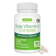 Igennus High Potency Vitamin K Complex, K1 & K2 MK-4 & MK-7, 1-a-Day, All Trans Bioactive Form for Superior Bone & Cardiovascular Support, Clean Label, Vegan, 90 Capsules