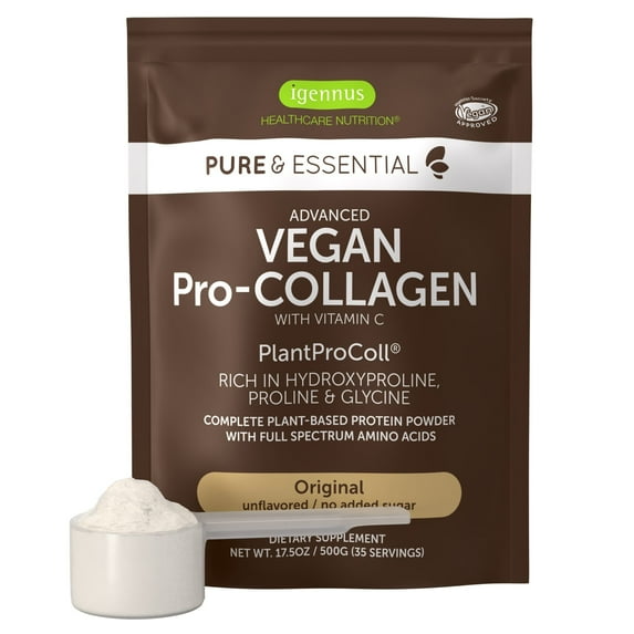 Igennus Vegan Pro-Collagen Protein Powder, Plant-Based Collagen Alternative, 30 Servings