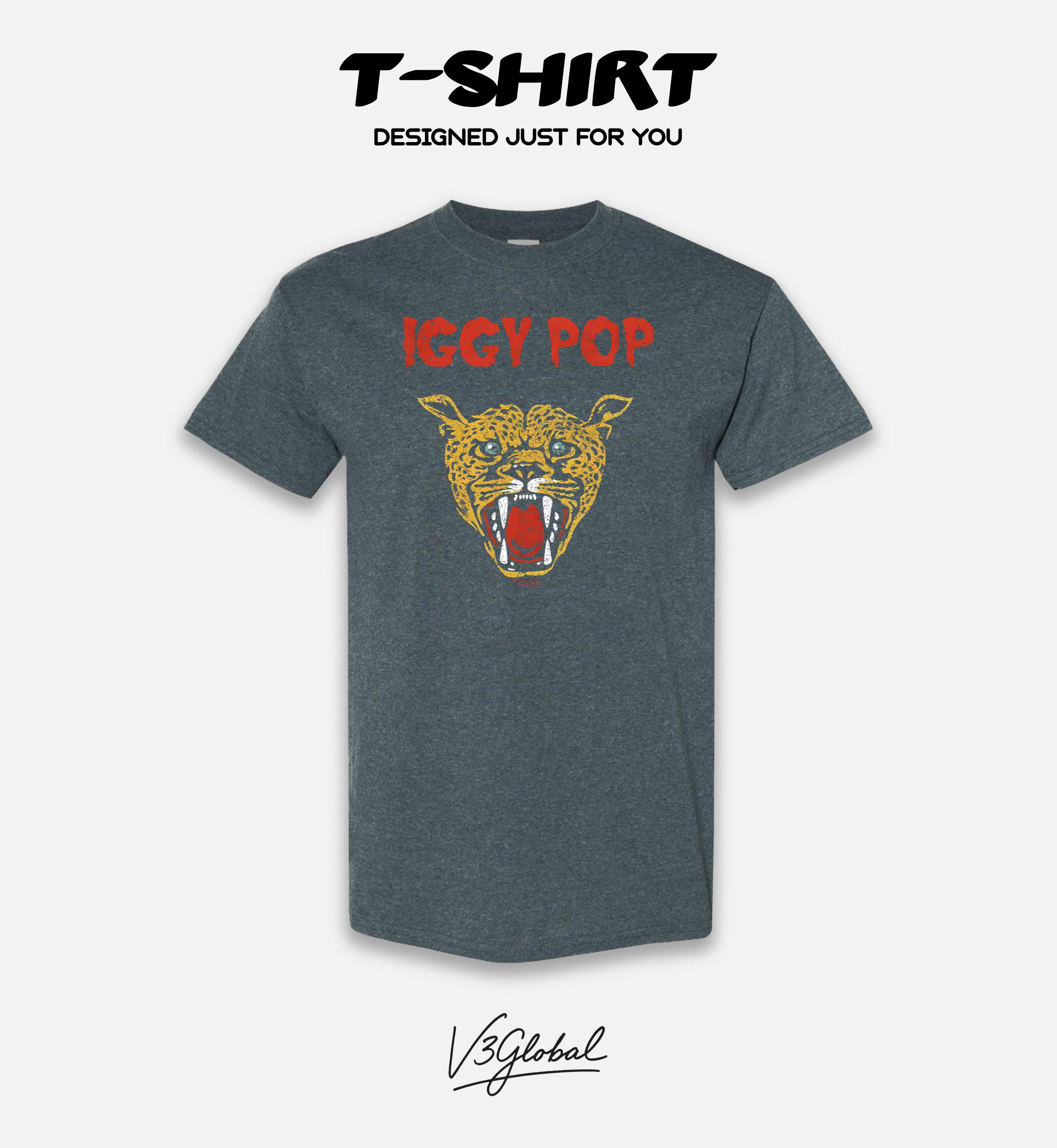 T-Shirt Homme Iggy And The Stooges Cheetah - Neuf Avec étiquettes - Taille S à 5XL