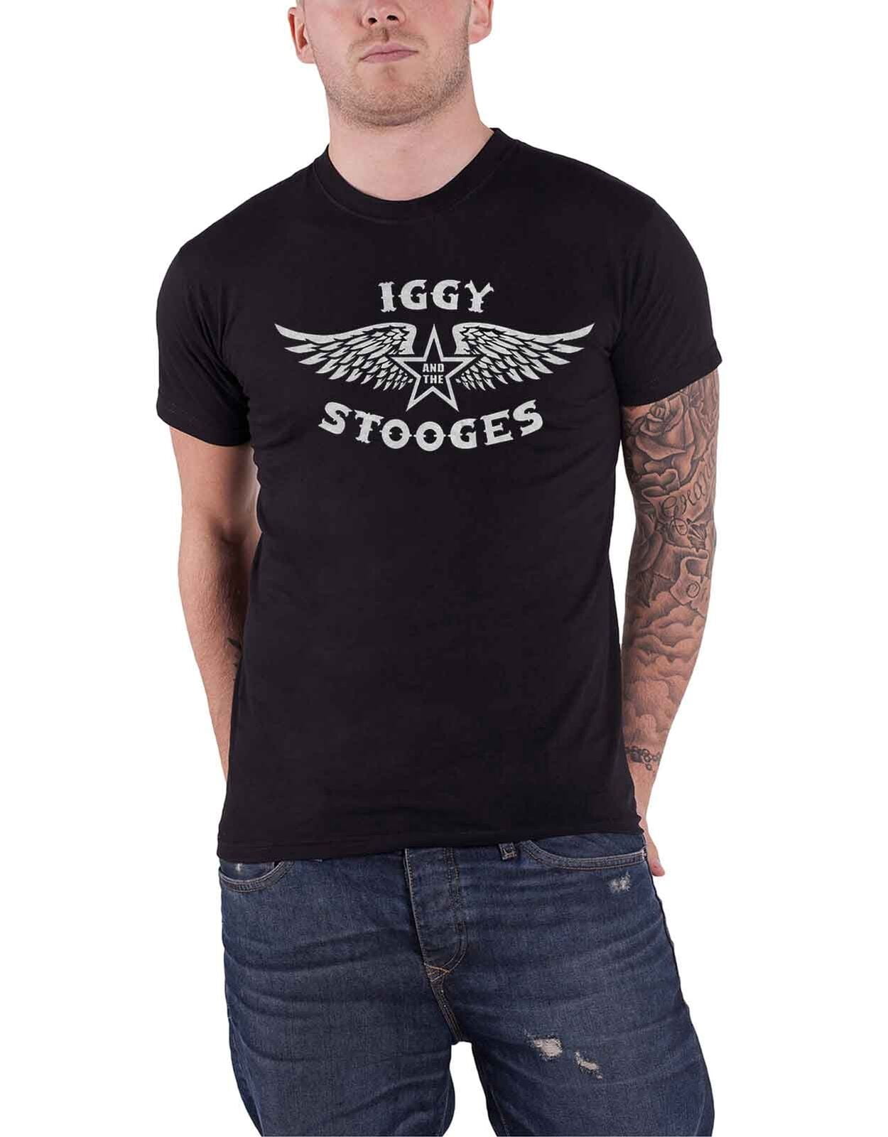 Iggy & The Stooges T Shirt Wings Band Logo new Official Mens Black