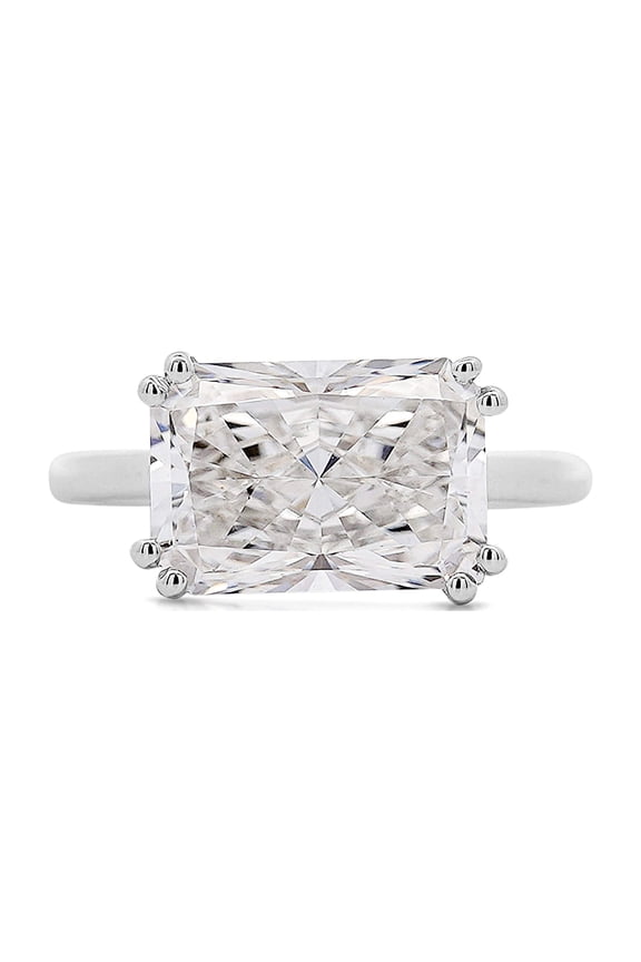 Igi Cert. 4.25 Carat Radiant Cut Lab Grown Diamond East West Engagement Ring