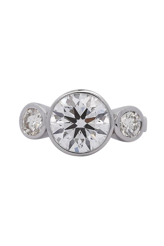 Igi Certified 3.17 Carat 3 Stone Lab Grown Diamond Bezel Engagement Ring