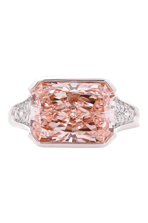 Igi Certified 5.54 Carat Fancy Intense Pink Lab Grown Diamond Half Bezel Ring