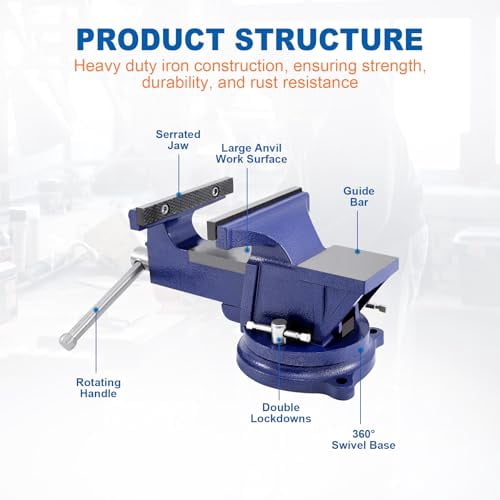 4.5 in. Bench Vise with Anvil 240 Swivel Base Heavy Duty Multipurpose Vise 4.5 in. Bench Vise with Anvil 240 Swivel Base Heavy Duty Multipurpose Vise