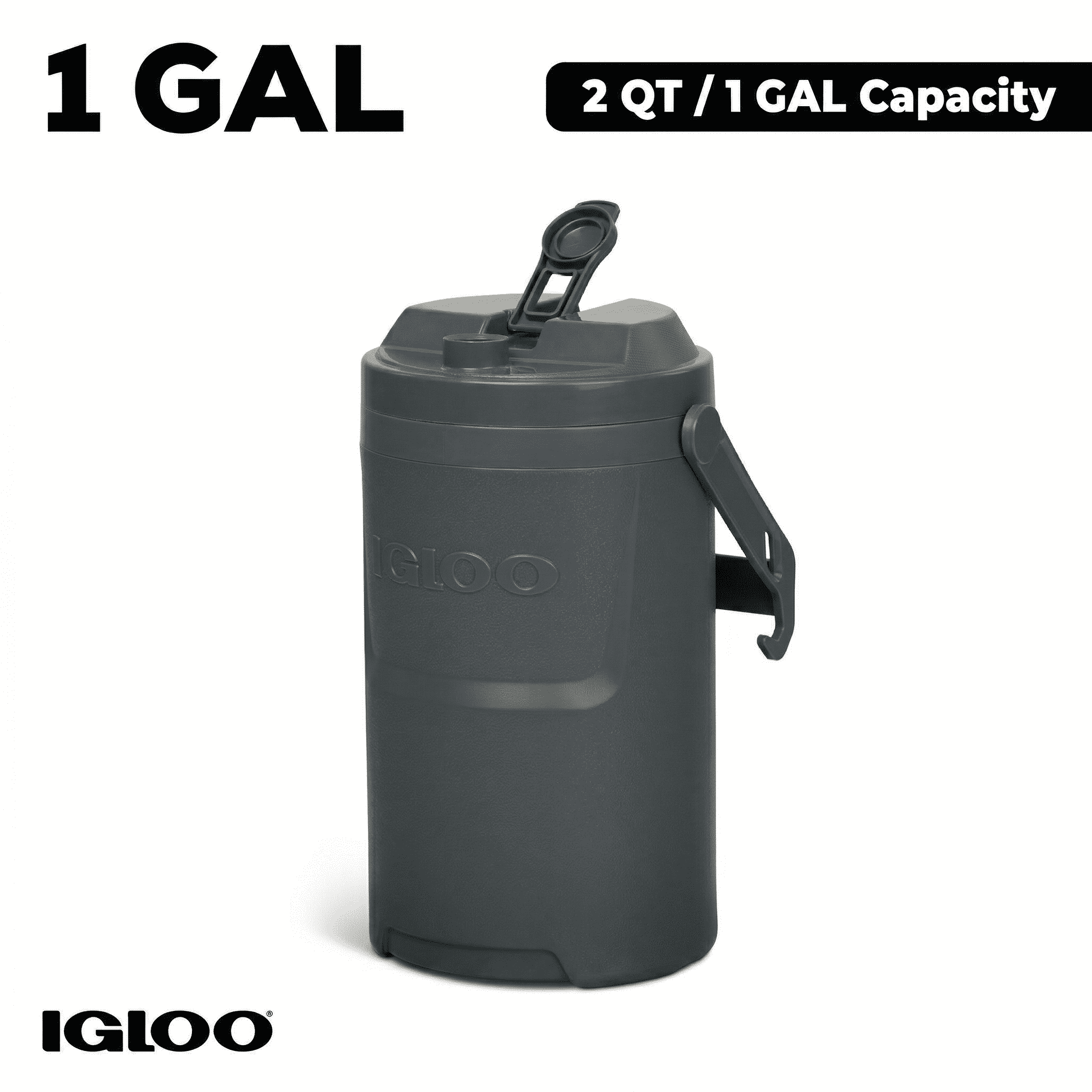 Igloo 1 Gallon Sports Plastic Beverage Jug with Hooks, Monochrome Gray