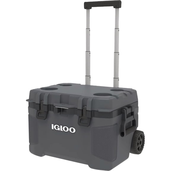 Igloo 34939 Trailmate Wheeled Roller Cooler, Heavy Duty, Carbonite/Obsidian Color, 52 Qt. - Quantity 1