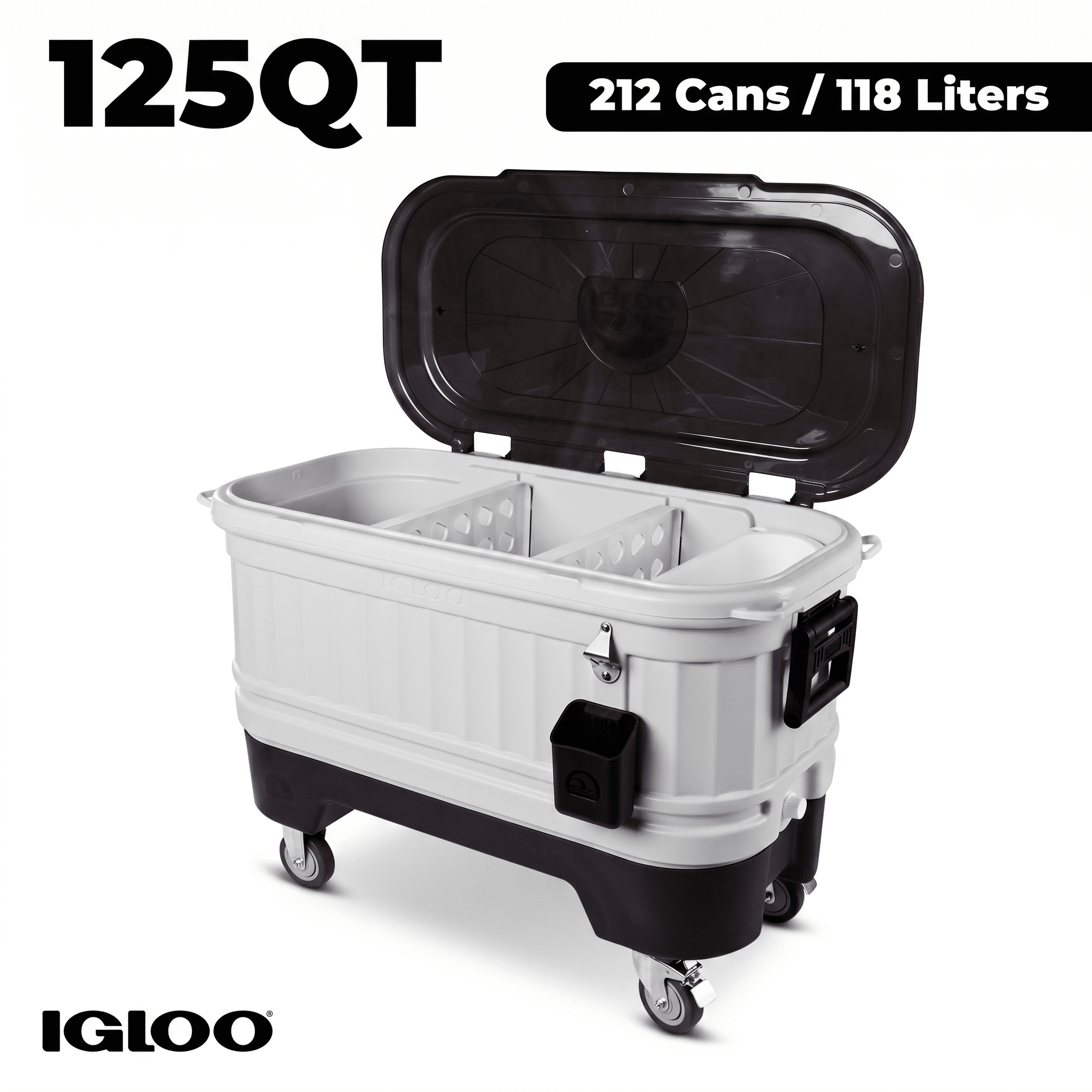 Igloo 125 qt. Party Bar Wheeled Ice Chest, White and Black