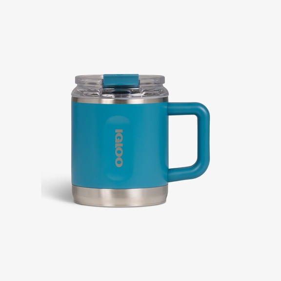Igloo 15 oz. Double Wall Stainless Steel Coffee Mug with Leak-Proof Lid, Modern Blue