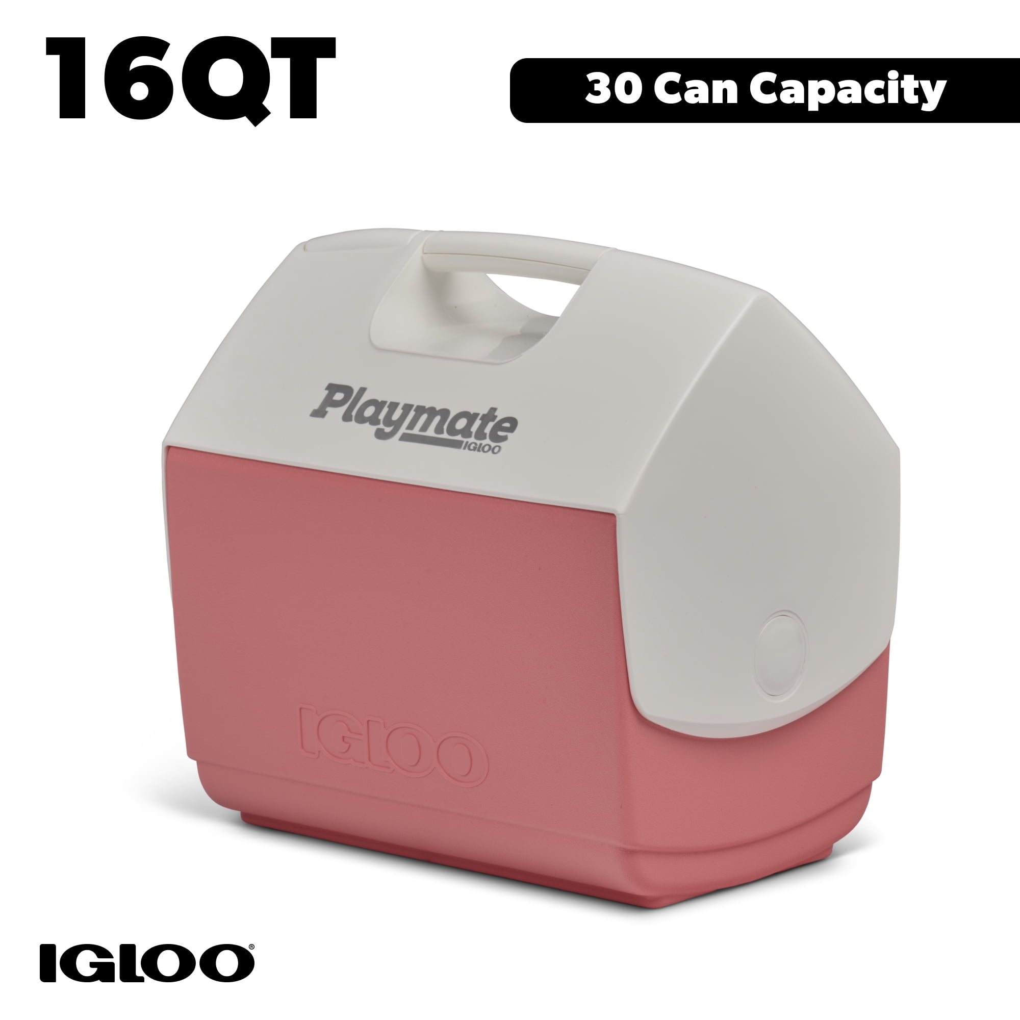Igloo 16 QT Playmate Elite Ice Chest Cooler, 30 Can Capacity, Coral Pink