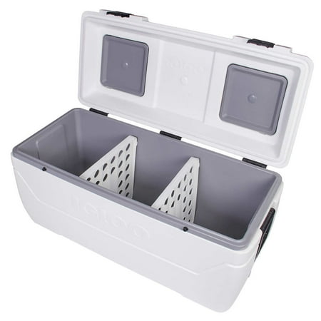 Igloo 165 Quart Maxcold Chest Ice Cooler with Convenient Butterfly Quick Access Hatch, White
