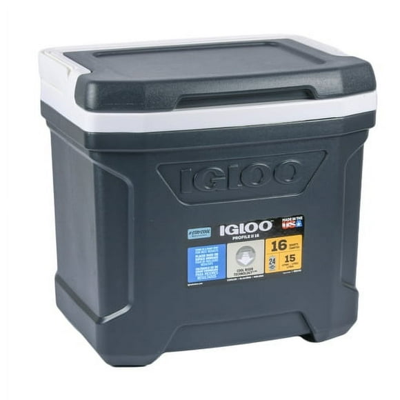 Igloo 16qt Ice Chest Water Cooler with Bail Handle, Jet Carbon