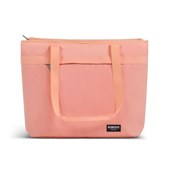 Igloo 20 Can Capacity Laguna for Her Zippered Dual Compartment Soft-Sided Tote Cooler Bag, Apricot Pink