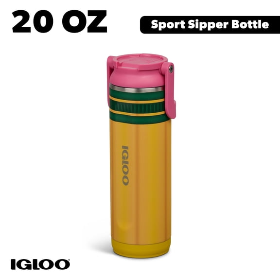 Igloo 20 oz Insulated Stainless Steel Water Bottle with Straw Lid, Pencil