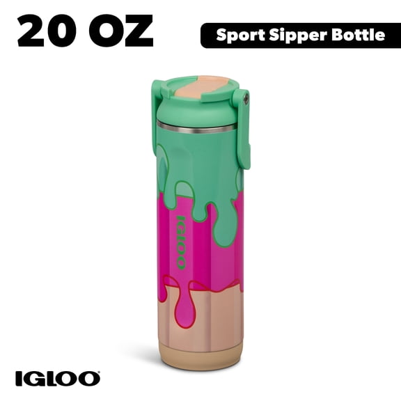 Igloo 20 oz Insulated Stainless Steel Water Bottle with Straw Lid, Vice Drip