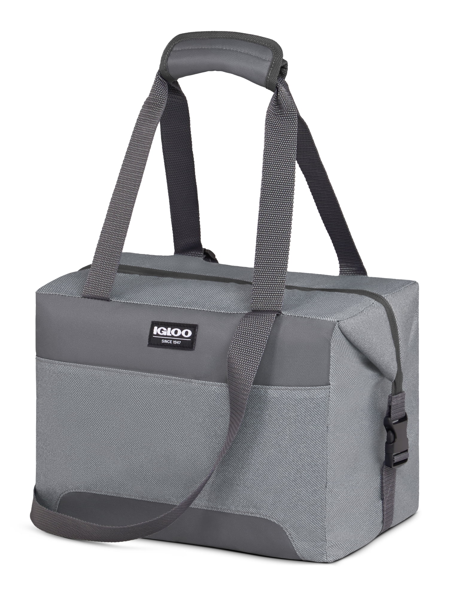 Igloo 24 Can Capacity Snapdown Soft Sided Cooler, Gray Twill with Ibiza Blue