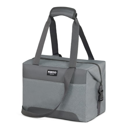 Igloo 24 Can Capacity Snapdown Soft Sided Cooler, Gray Twill with Ibiza Blue